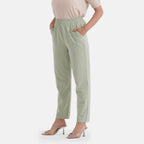- Maisi 100% Cotton Elasticated Waist Capri Trousers (Size XL) - Green