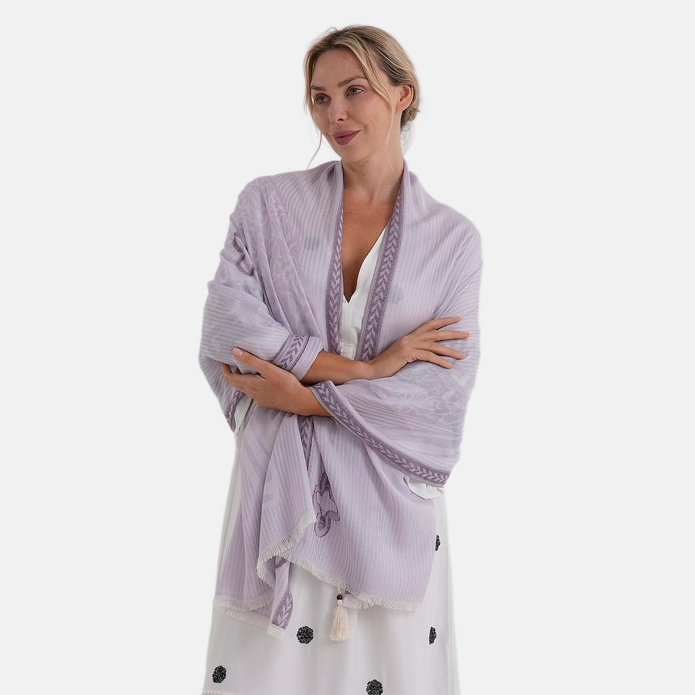 - Maisi Printed Cotton Lightweight Summer Scarf (190 x 70cm) - Beige