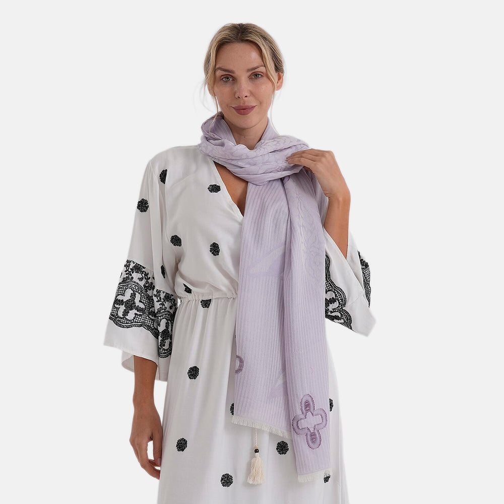 - Maisi Printed Cotton Lightweight Summer Scarf (190 x 70cm) - Beige
