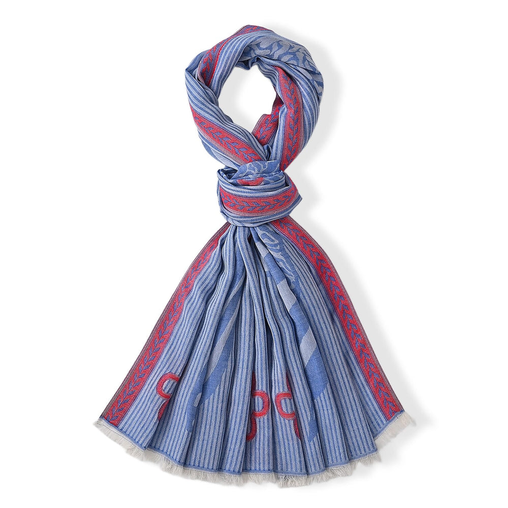 - Maisi Printed Cotton Lightweight Summer Scarf (190 x 70cm) - Blue