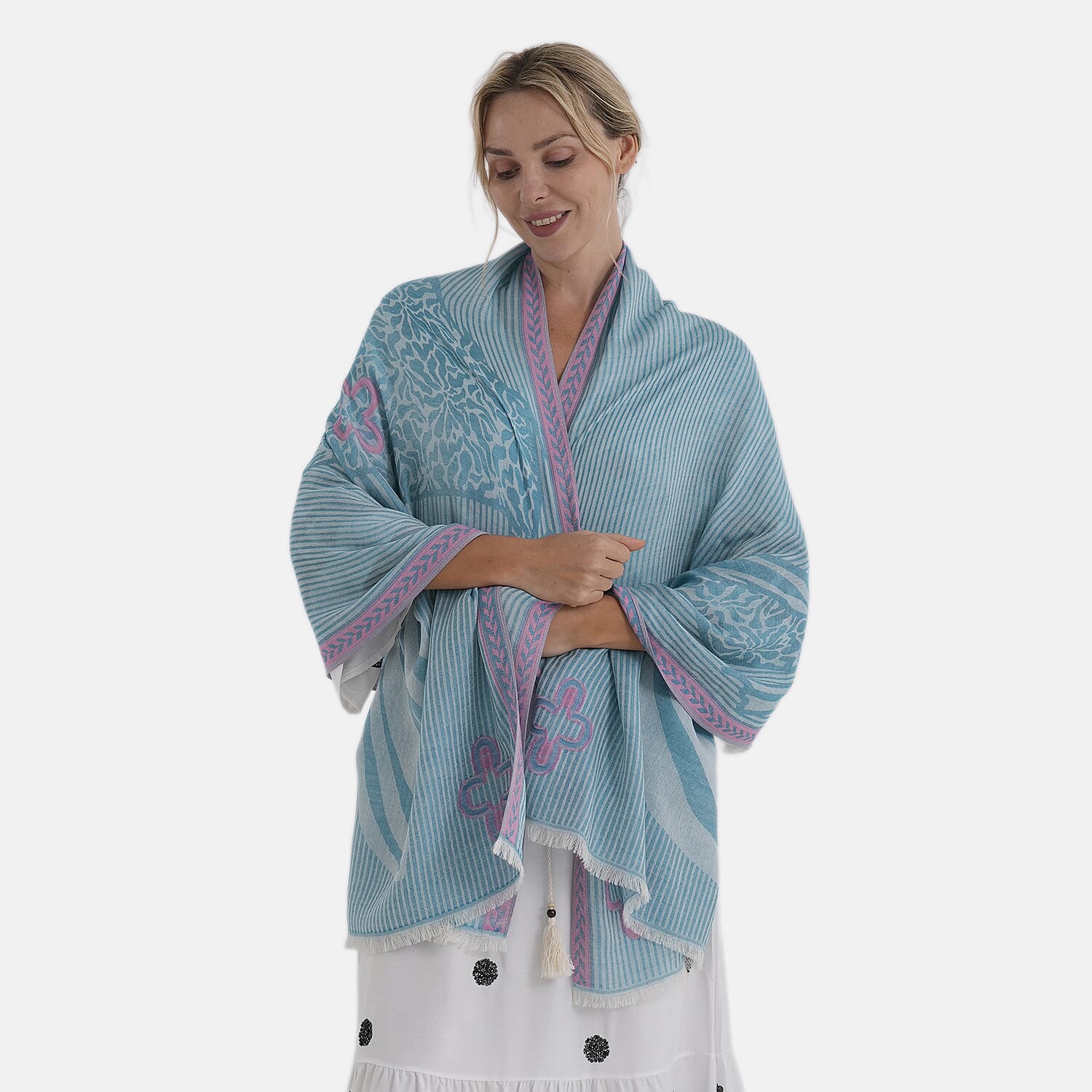 - Maisi Printed Cotton Lightweight Summer Scarf (190 x 70cm) - Green