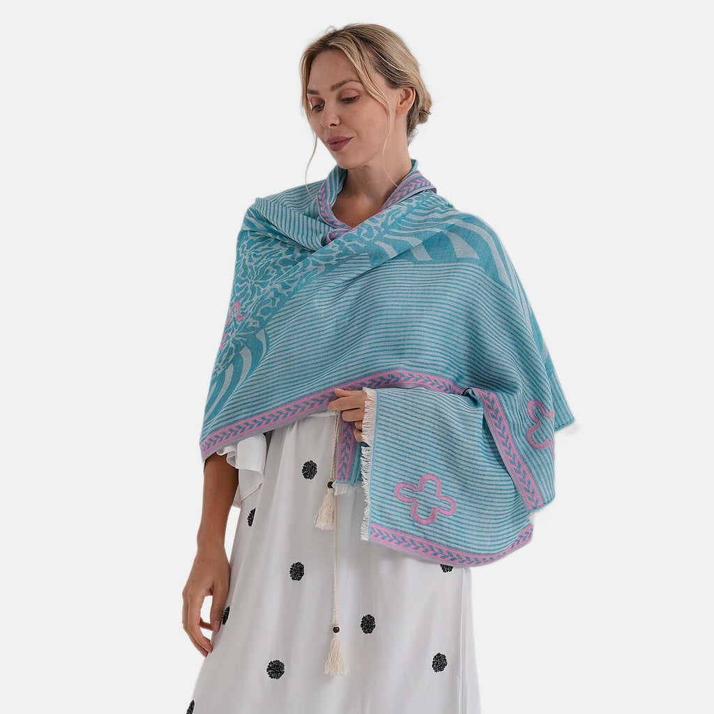 - Maisi Printed Cotton Lightweight Summer Scarf (190 x 70cm) - Green