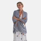 - Maisi Printed Cotton Lightweight Summer Scarf (190 x 70cm) - Grey