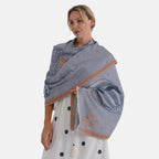 - Maisi Printed Cotton Lightweight Summer Scarf (190 x 70cm) - Grey