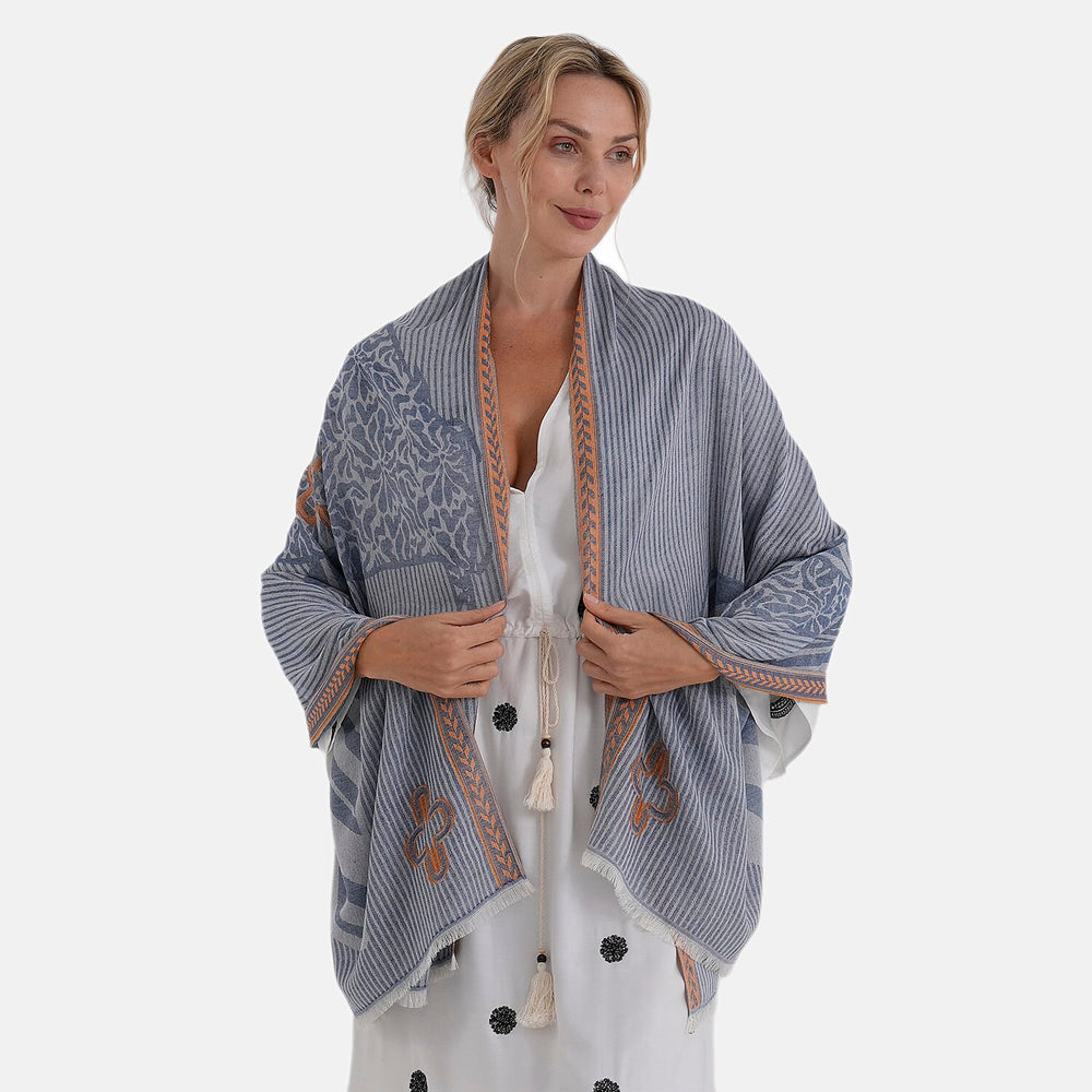 - Maisi Printed Cotton Lightweight Summer Scarf (190 x 70cm) - Grey