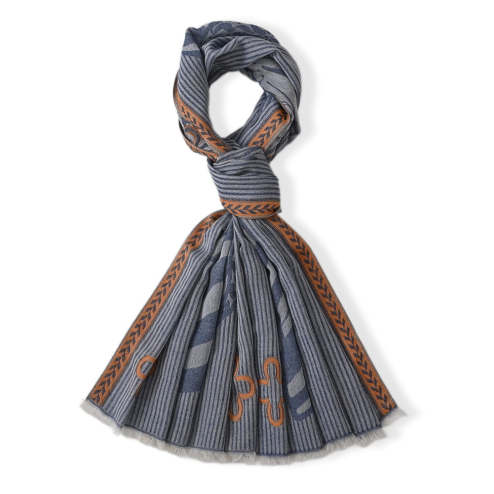 - Maisi Printed Cotton Lightweight Summer Scarf (190 x 70cm) - Grey