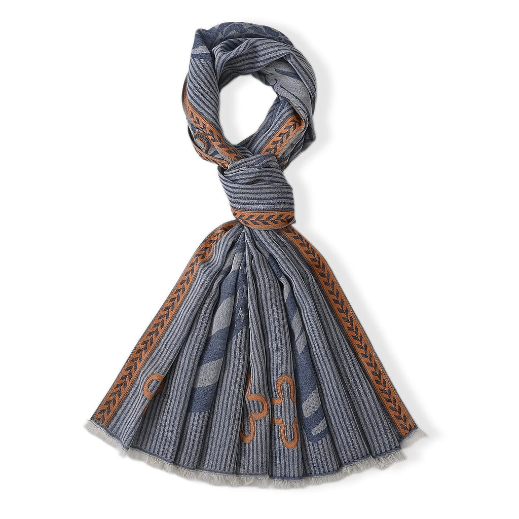 - Maisi Printed Cotton Lightweight Summer Scarf (190 x 70cm) - Grey