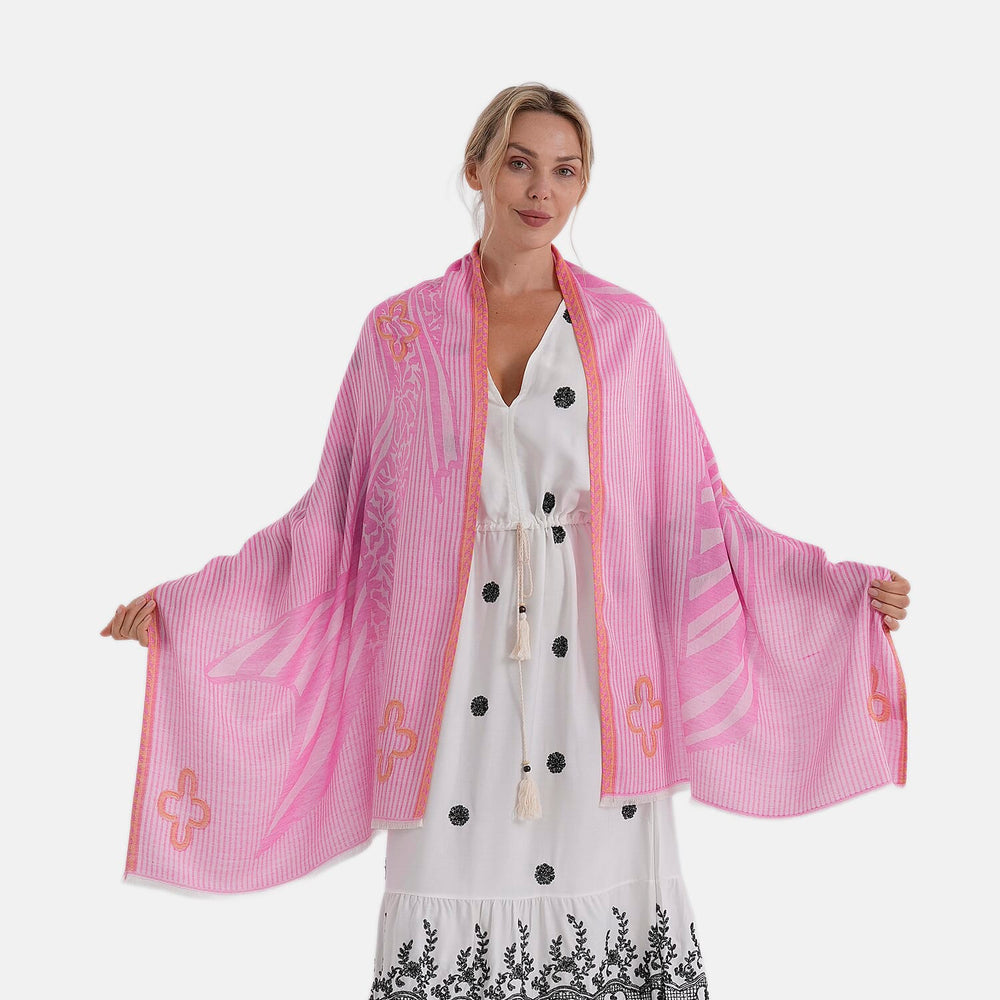 - Maisi Printed Cotton Lightweight Summer Scarf (190 x 70cm) - Rose Pink