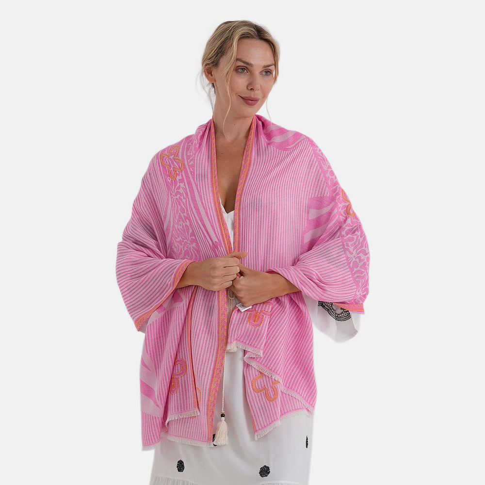 - Maisi Printed Cotton Lightweight Summer Scarf (190 x 70cm) - Rose Pink