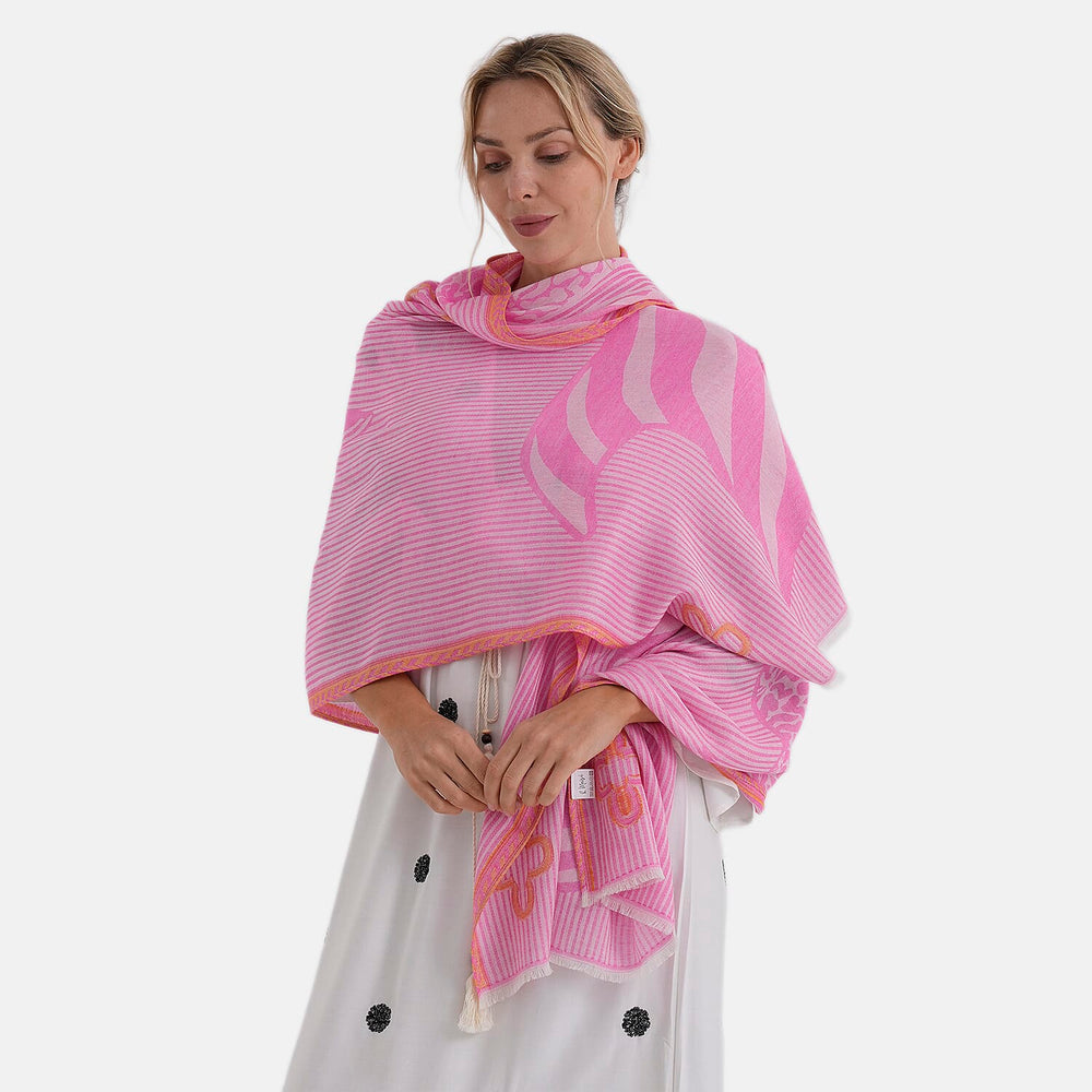 - Maisi Printed Cotton Lightweight Summer Scarf (190 x 70cm) - Rose Pink