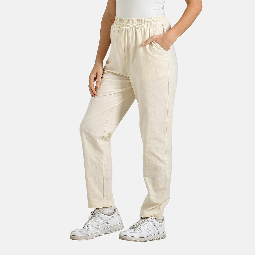 & Maisi Cotton Solid Jean and Pant-Trouser (Size 68x1 cm) - Beige & Beige