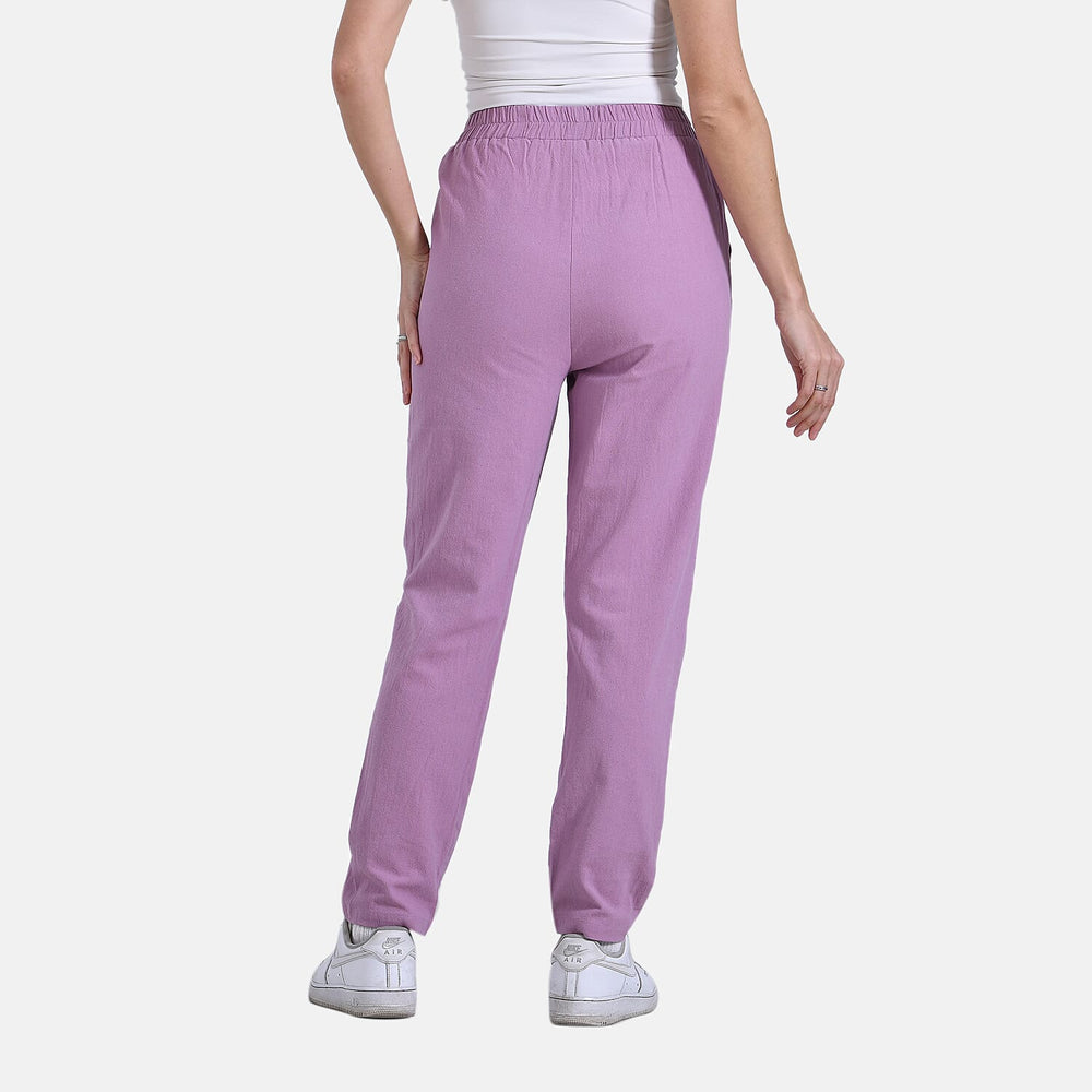 & Maisi Cotton Solid Jean and Pant-Trouser (Size 73x1 cm) - Purple & Beige