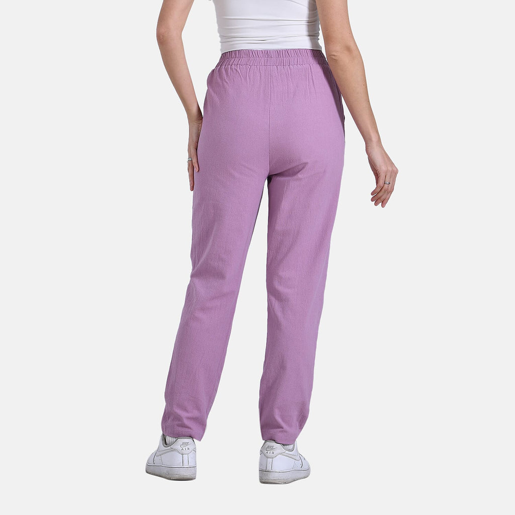 & Maisi Cotton Solid Jean and Pant-Trouser (Size 73x1 cm) - Purple & Beige