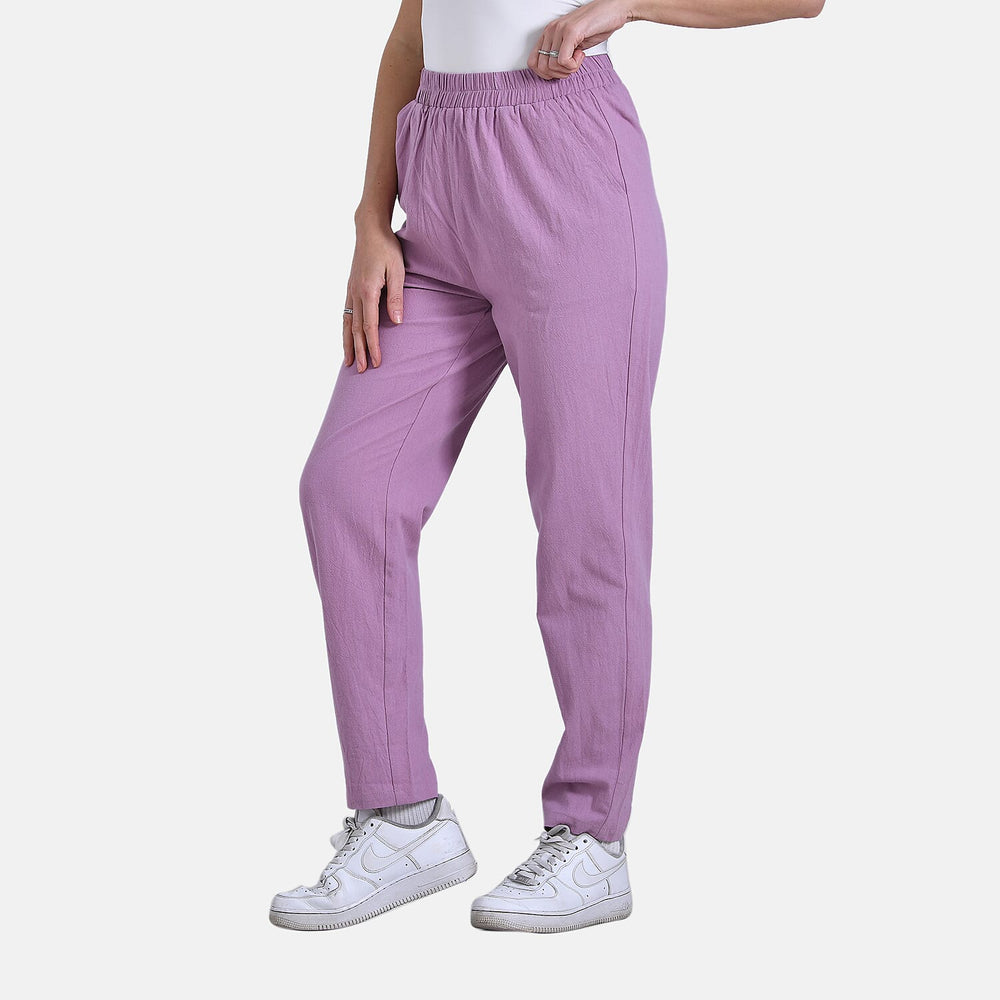 & Maisi Cotton Solid Jean and Pant-Trouser (Size 73x1 cm) - Purple & Beige