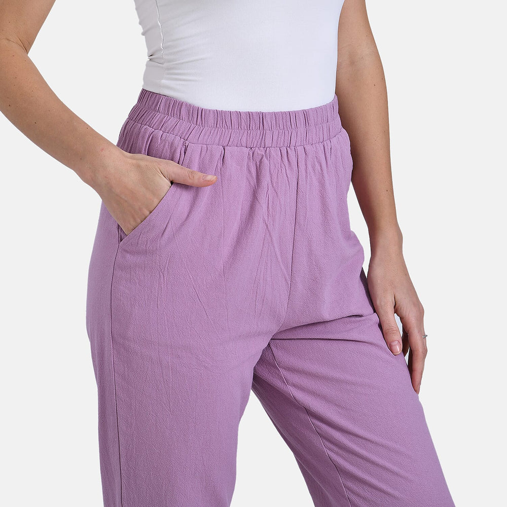 & Maisi Cotton Solid Jean and Pant-Trouser (Size 73x1 cm) - Purple & Beige