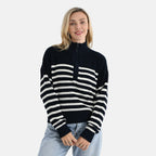 - Maisi 100% Cotton Striped Half-Zip Jumper (Size - S-M) - Navy