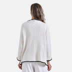 - Maisi Contrast Trim Cardigan (One Size) - Black - White