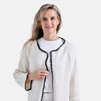 - Maisi Contrast Trim Cardigan (One Size) - Black - White