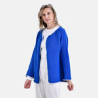 - Maisi Contrast Trim Cardigan (One Size) - Blue - White