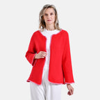 - Maisi Contrast Trim Cardigan (One Size) - Red - Pink