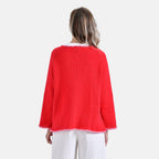 - Maisi Contrast Trim Cardigan (One Size) - Red - Pink