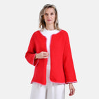 - Maisi Contrast Trim Cardigan (One Size) - Red - Pink