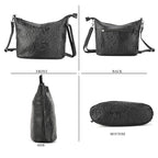 - Maisi 100% Genuine Leather Snakeskin Embossed Crossbody Bag - Black