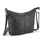 - Maisi 100% Genuine Leather Snakeskin Embossed Crossbody Bag - Black