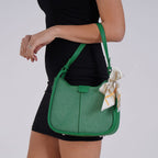- Maisi Leatherette Crossbody Bag with Scarf - Green