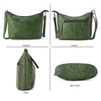 - Maisi 100% Genuine Leather Snakeskin Embossed Crossbody Bag - Green