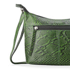 - Maisi 100% Genuine Leather Snakeskin Embossed Crossbody Bag - Green