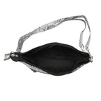 - Maisi 100% Genuine Leather Snakeskin Embossed Crossbody Bag - Grey