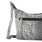 - Maisi 100% Genuine Leather Snakeskin Embossed Crossbody Bag - Grey