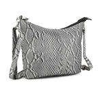 - Maisi 100% Genuine Leather Snakeskin Embossed Crossbody Bag - Grey