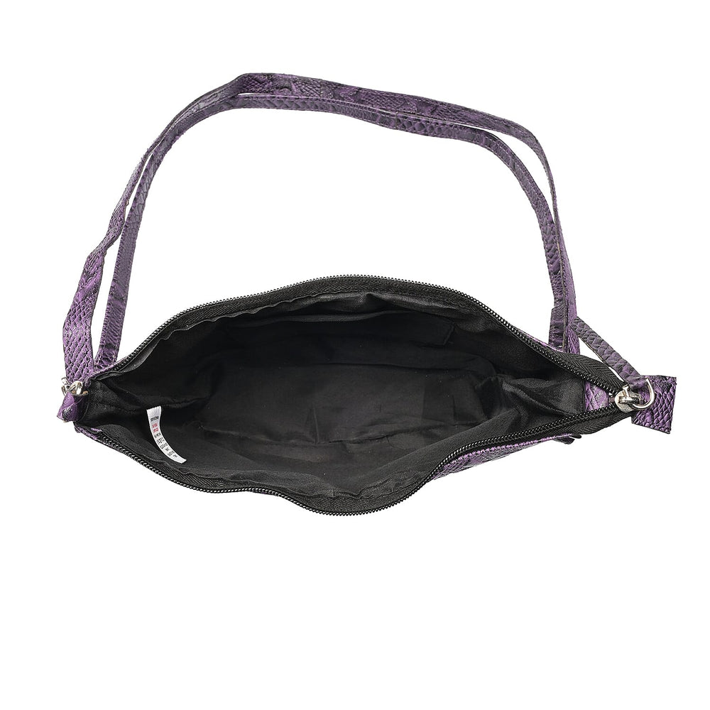 - Maisi 100% Genuine Leather Snakeskin Embossed Crossbody Bag - Purple