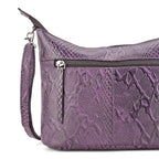 - Maisi 100% Genuine Leather Snakeskin Embossed Crossbody Bag - Purple