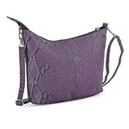 - Maisi 100% Genuine Leather Snakeskin Embossed Crossbody Bag - Purple