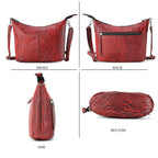 - Maisi 100% Genuine Leather Snakeskin Embossed Crossbody Bag - Red
