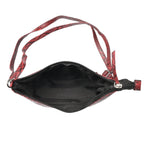 - Maisi 100% Genuine Leather Snakeskin Embossed Crossbody Bag - Red