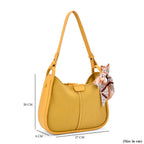 - Maisi Leatherette Crossbody Bag with Scarf - Mustard