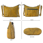 - Maisi 100% Genuine Leather Snakeskin Embossed Crossbody Bag - Yellow