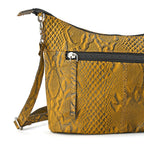 - Maisi 100% Genuine Leather Snakeskin Embossed Crossbody Bag - Yellow