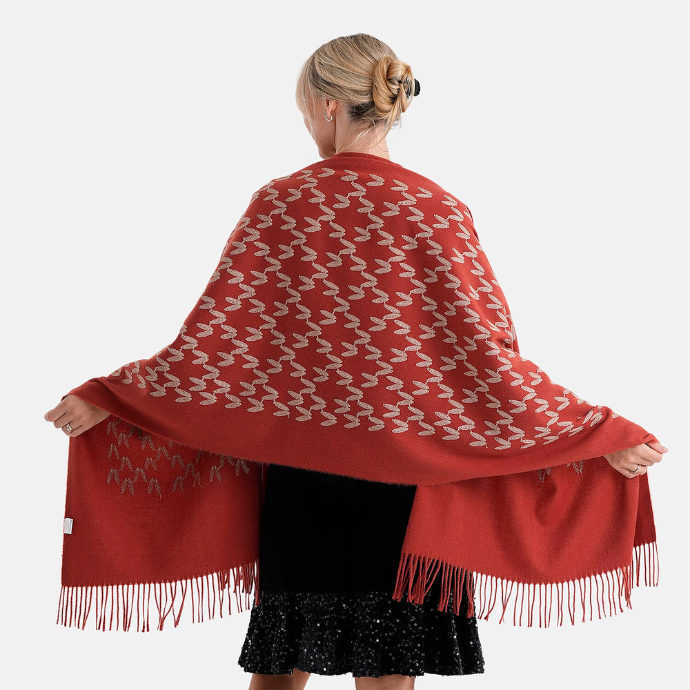 - Maisi Embroidery Scarf (180 x 75 Cm) - Burgundy