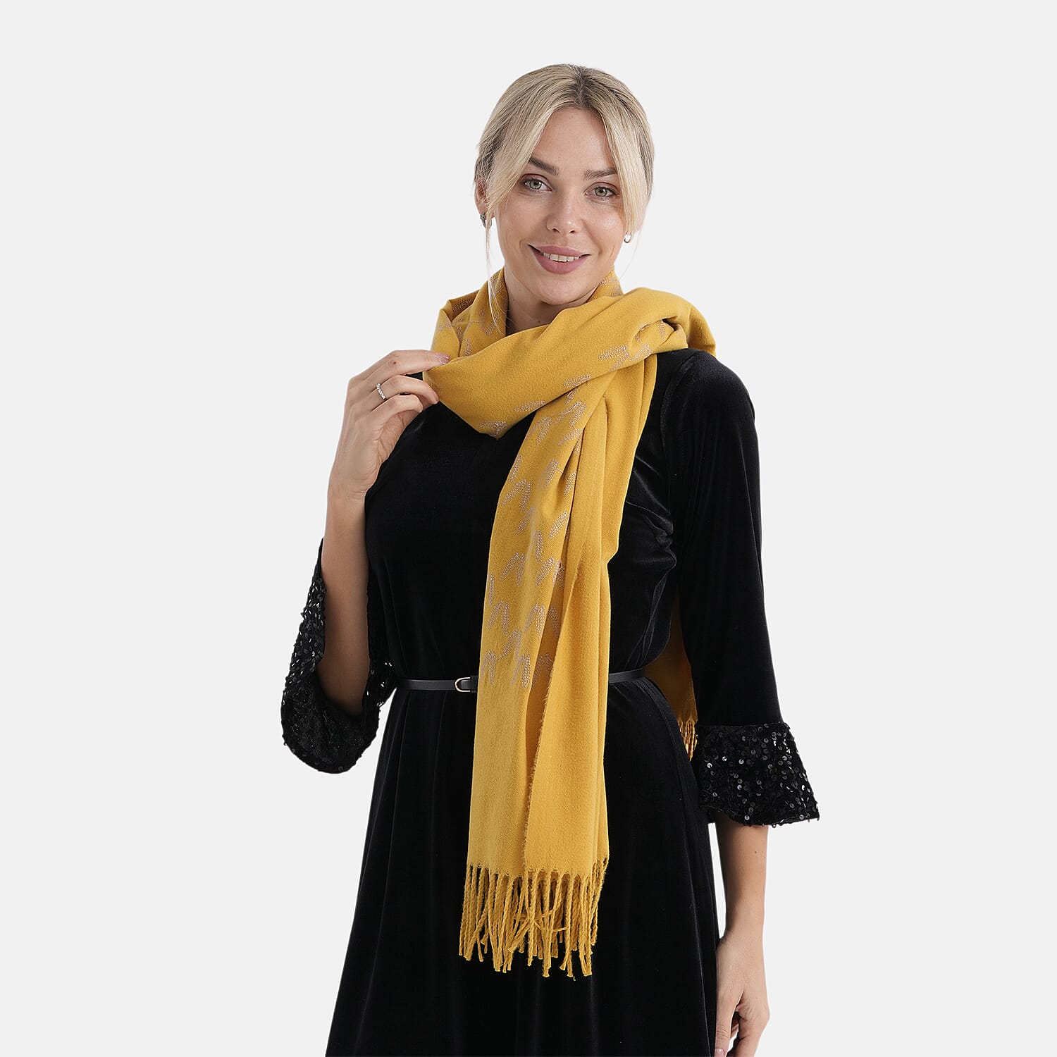 - Maisi Embroidery Scarf (180 x 75 Cm) - Yellow