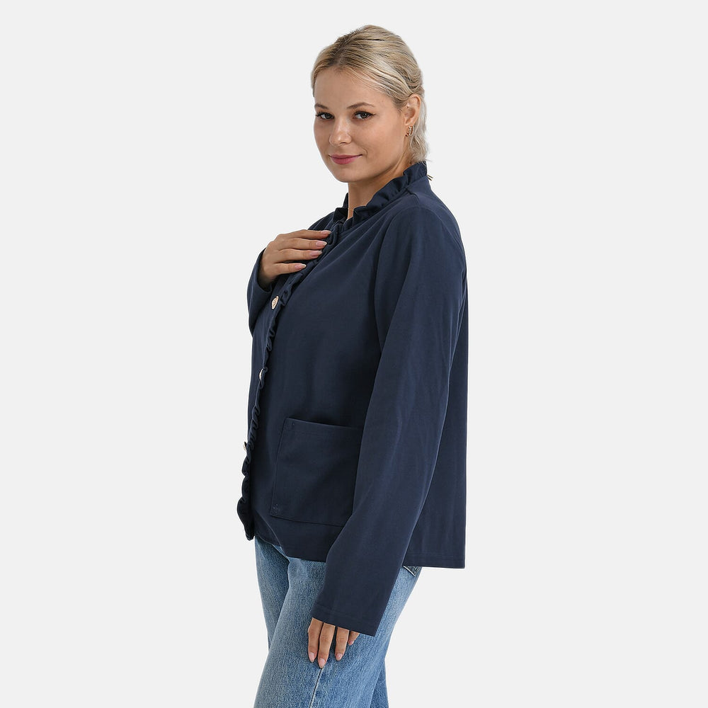 & Maisi Patterned Top (Size - Large) - Navy & Beige