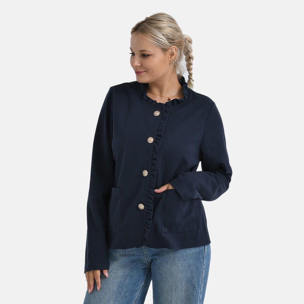 & Maisi Patterned Top (Size - Large) - Navy & Beige