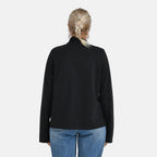 -Maisi Frill Trim Gold Button Suede Feel Jacket (Size S, 8 to 10) - Black