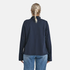 -Maisi Frill Trim Gold Button Suede Feel Jacket (Size XL, 20 to 22) - Navy