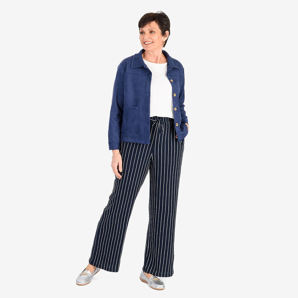 - Maisi Suede Feel Stretch Jacket With Pockets (Size L) - NAVY
