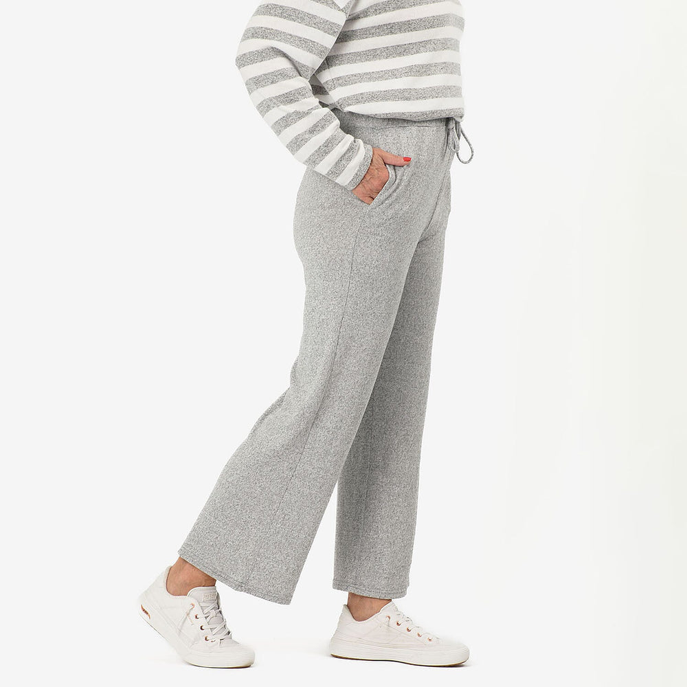 - Maisi Brushed Marl Wide Leg Trousers (Size - L, 16 to 18) - Grey
